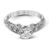 Zeghani 14k White Gold Engagement Ring 