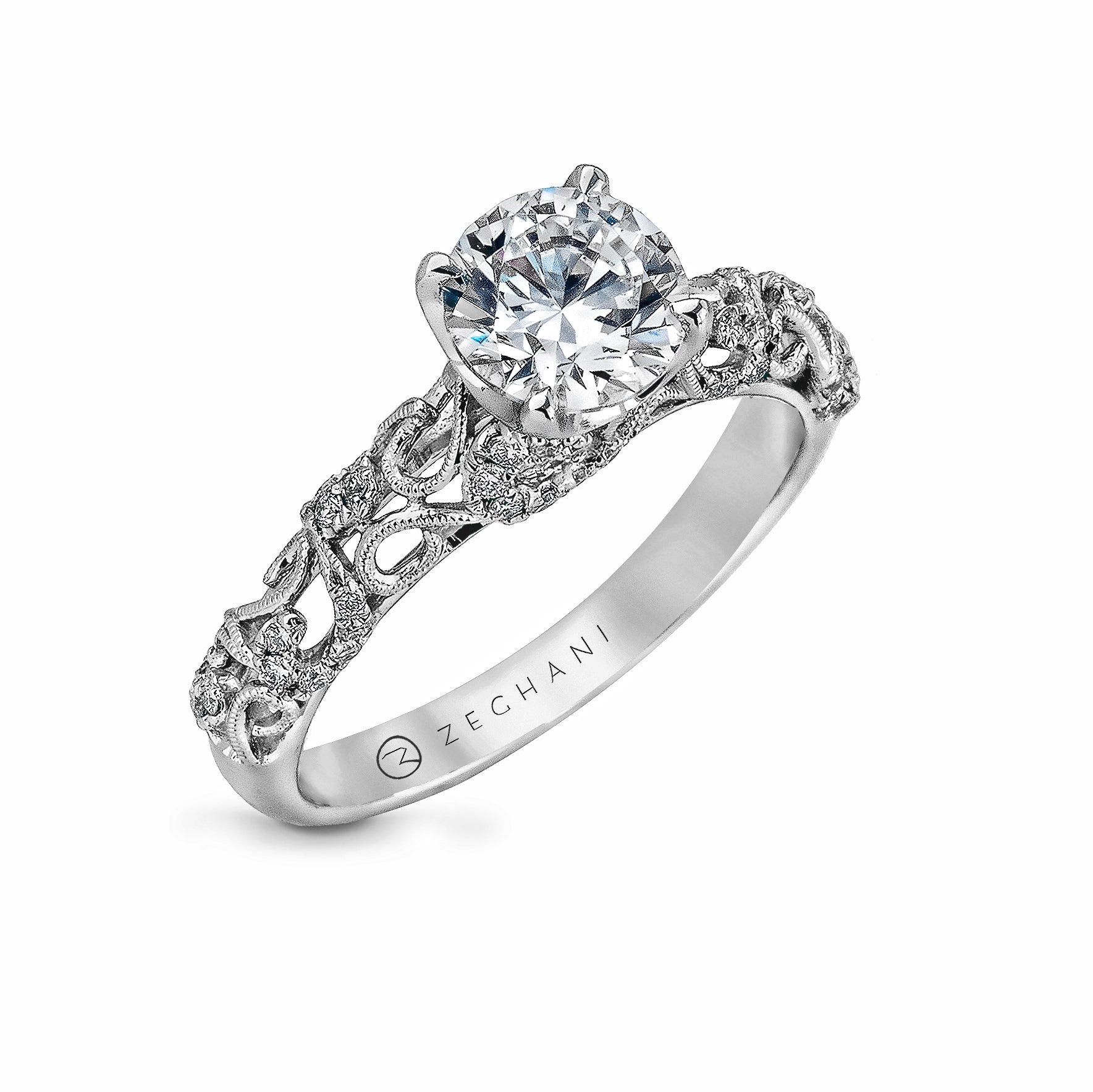 Zeghani 14k White Gold Engagement Ring 917