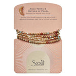 Scour Curated Wears Aqua Terra & Mother of Pearl Stone Duo Wrap & Pin
