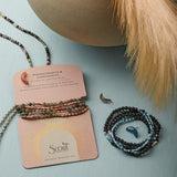 Scour Curated Wears Aqua Terra & Mother of Pearl Stone Duo Wrap & Pin