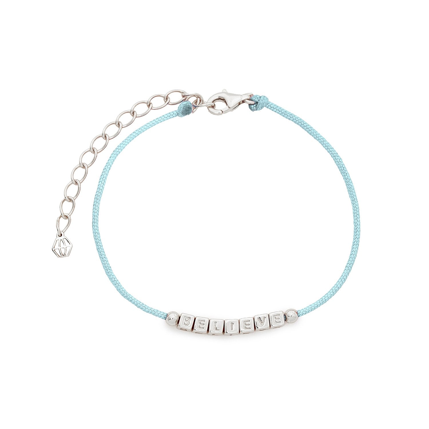 Little Words Project Refined Collection - Believe Light Blue Cord Bracelet