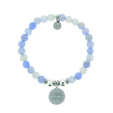 T. Jazelle Help Silver Dog Mom Sky Blue Agate Stone Bracelet