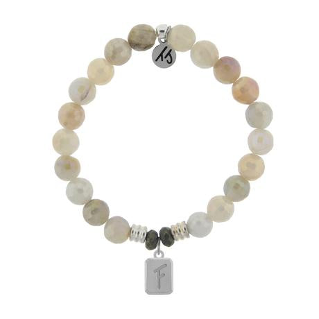 T. Jazelle Silver F Initially Your's Moonstone Stone Bracelet