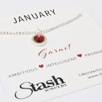 Stash Silver January Birthstone Garnet Crystal Necklace