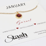 Stash Gold January Birthstone Garnet Crystal Necklace
