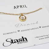 Stash Gold April Birthstone Diamond Crystal Necklace