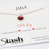 Stash Silver July Birthstone Ruby Crystal Necklace