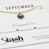 Stash Gold September Birthstone Sapphire Crystal Necklace