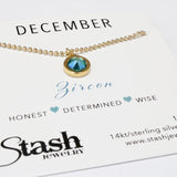 Stash Gold December Birthstone Blue Zircon Crystal Necklace