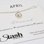 Stash Silver April Birthstone Diamond Crystal Necklace