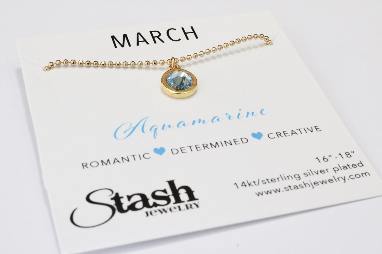 Stash Gold March Birthstone Aquamarine Crystal Necklace