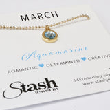 Stash Gold March Birthstone Aquamarine Crystal Necklace
