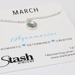 Stash Silver March Birthstone Aquamarine Crystal Necklace
