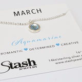 Stash Silver March Birthstone Aquamarine Crystal Necklace