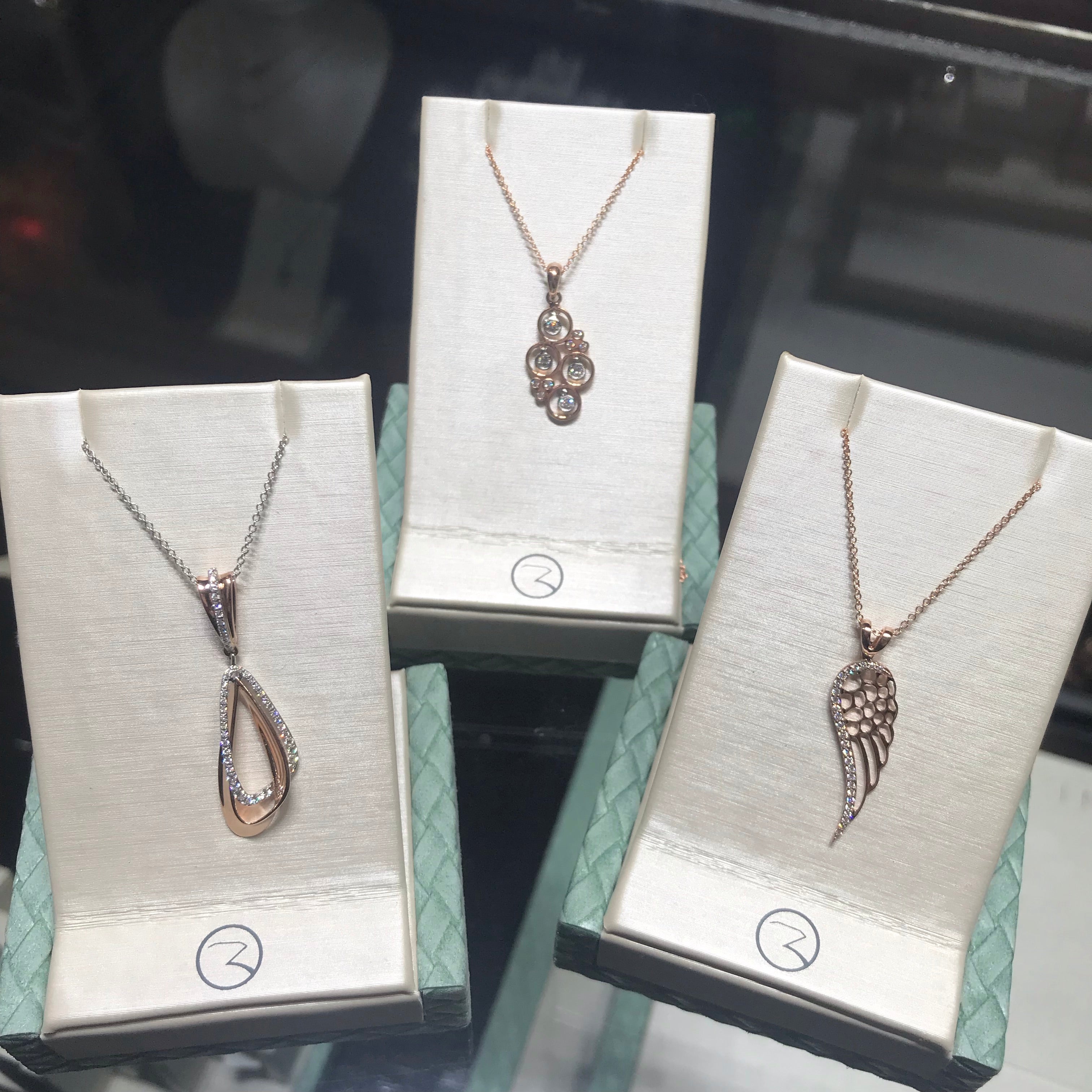 14k White and Rose Gold Diamond Necklaces