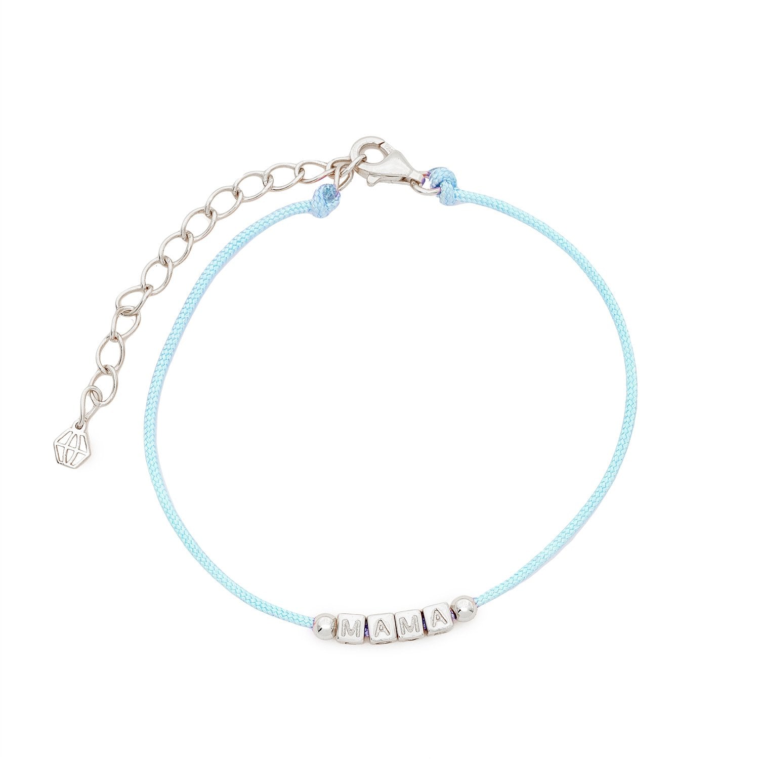 Little Words Project Refined Collection - Mama Light Blue Cord Bracelet