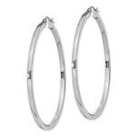 Sterling Silver Rhodium-Plated 2mm Square Tube Hoop Earrings