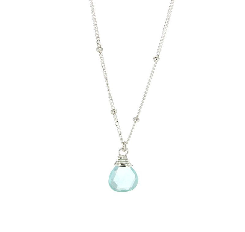 Lotus Jewelry Studio Sterling Silver Aqua Chalcedony Trinket Necklace